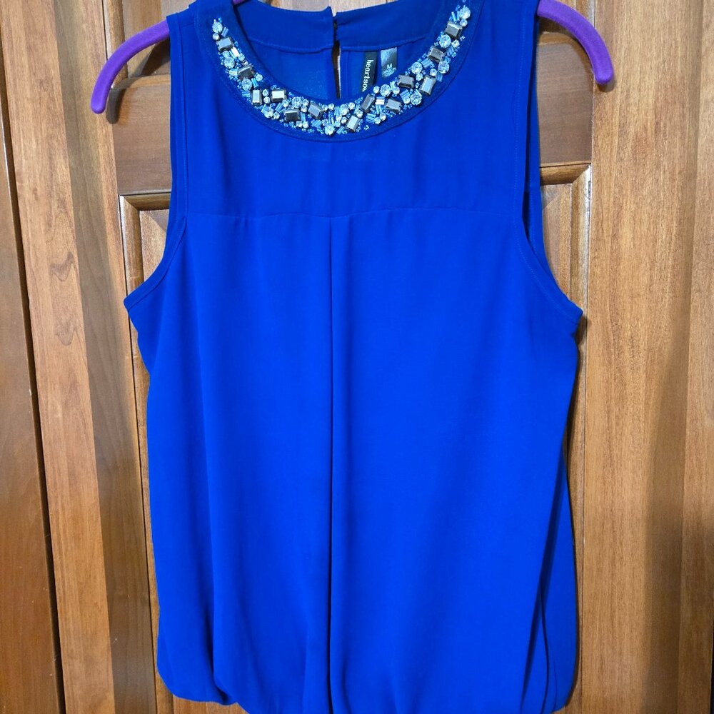 Heartsoul Women' sleeveless blouse with beaded neckline, Medium